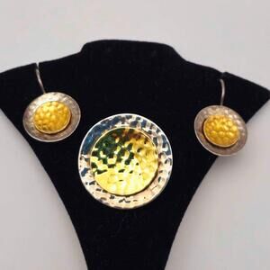 Silpada Sterling & Gold Plate Marbella Disc Drop Earrings And Pendant